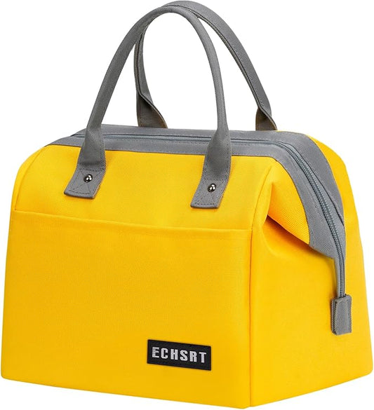 ECHSRT Large Insulated Lunch Bag for Women Men Leakproof Cooler Lunch Tote Bags for Work Travel Adult Thermal Lunchbox for Office -10L Yellow
