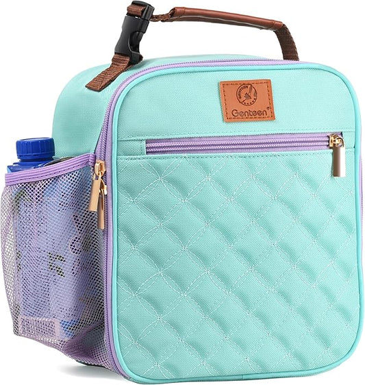 Lunch Box Reusable Lunch Bag for Men Women Kids Adults,Insulated Lunch Bag Waterproof LunchBox Cooler,Small LunchBox With Side Pockets for Work Office School Travel Picnic-Light Green