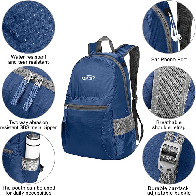 G4Free 20L Lightweight Packable Backpack Travel Hiking Daypack Foldable Backpack for Men Women