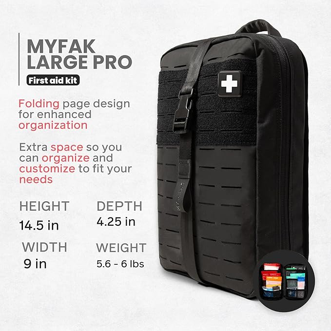 My Medic MYFAK Large Medical Kit (PRO) - Emergency First Aid Survival Essentials & Travel Bag Supplies | Rescue Items For Any Car, Home or Office - Black
