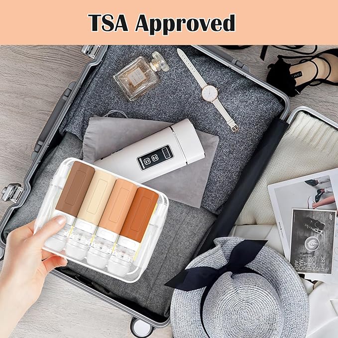 Redfly 17PCS Travel Bottles for Toiletries, TSA Approved Travel Size Containers, Leak Proof Travel Containers for Toiletries, Silicone Travel Kit for Shampoo, Conditioner, Lotion & Creams Apricot