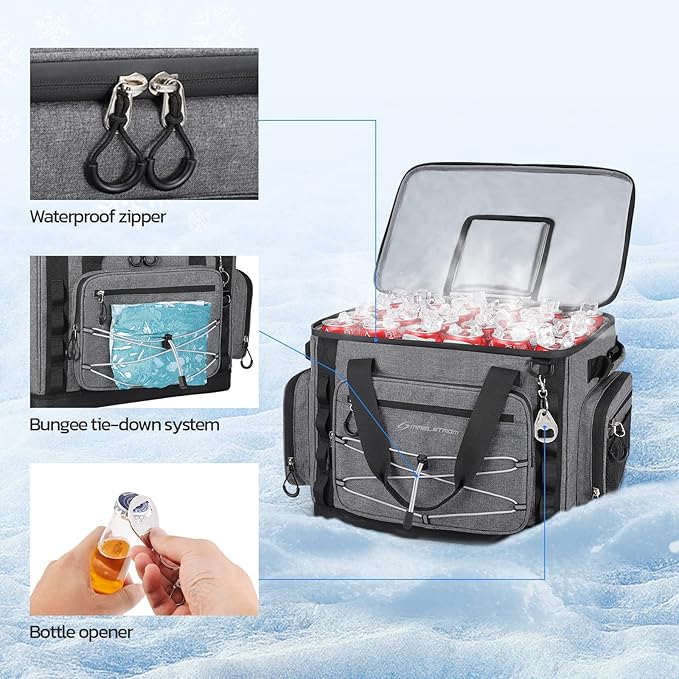 Maelstrom Soft Sided Cooler Bag, 30/40 Can Collapsible Insulated Ice Chest, Large Leakproof Camping & Travel Cooler for Kayaking & Beach