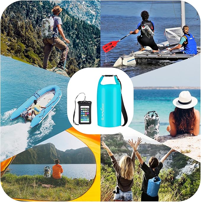 OMGear Waterproof Dry Bag Backpack Phone Pouch 40L/30L/20L/10L/5L Floating Dry Sack for Kayaking Boating Outdoors Activities