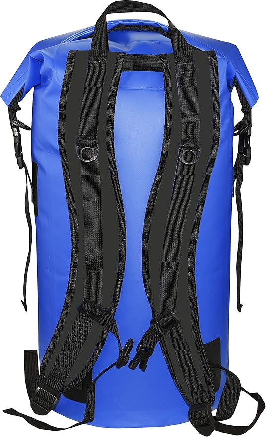Waterproof Dry Bags Set of 3 - Dry Bag with 2 Zip Lock Seals, Waist Pouch & Phone Case - Can Be Submerged Into Water for Swimming, Kayak, Rafting & Boating (Window, Navy Blue, 35L)