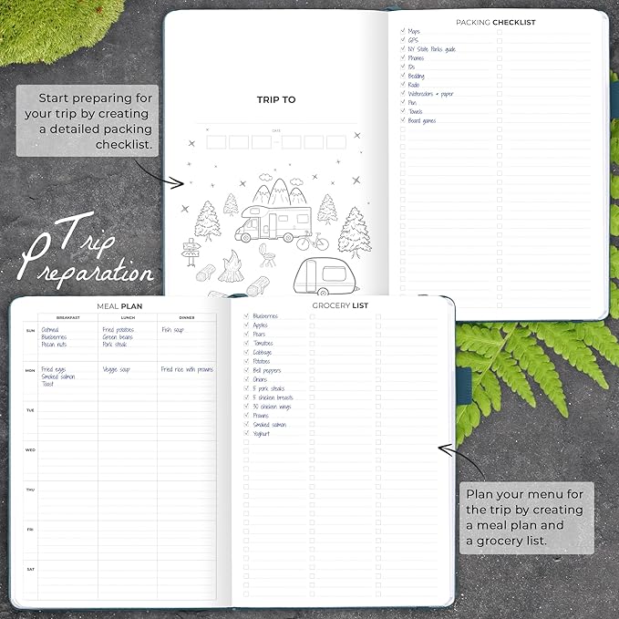 Clever Fox Camping Journal – Camper Log Book & RV Trip Planner – Outdoor Camp Journal & Adventure Travel Notebook – 12 Trips Total, 8 Pages per Trip – Hardcover, A5 Size (Deep Sea)