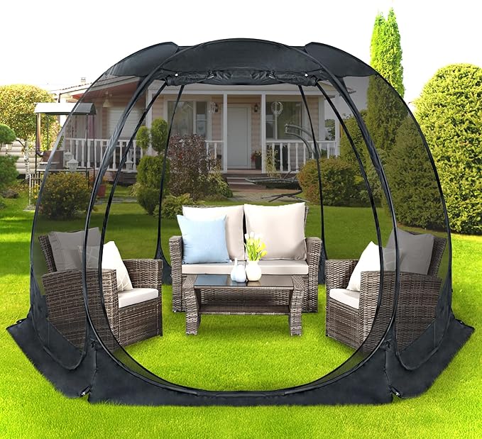 Alvantor Pop Up Screen Tent House Room Instant Outdoor Camping Canopy Sun Shelter Gazebo for Patio, Backyard & Deck, Privacy Tent(2-10 People, 8'x8' 10'x10' 12'x12')