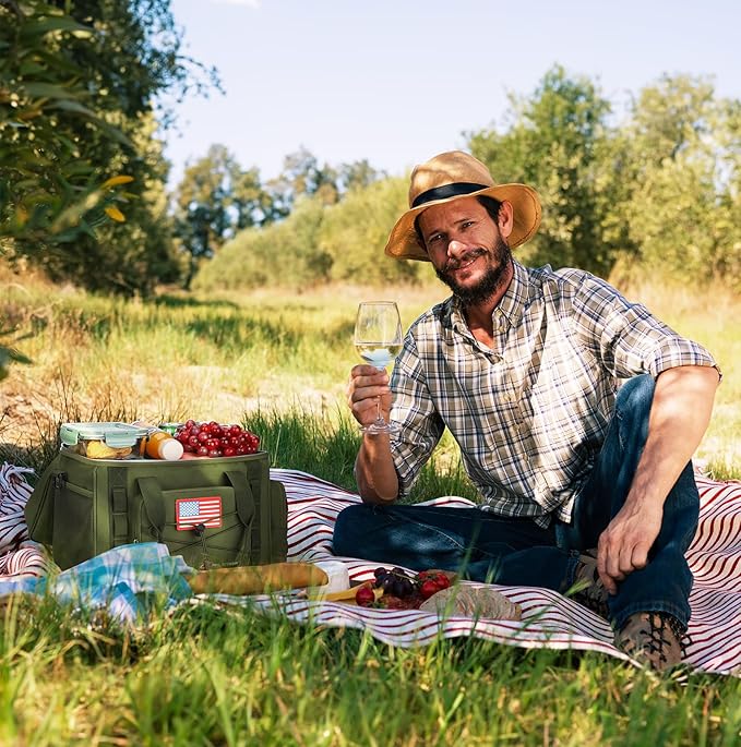 Maelstrom Large Tactical Lunch Box for Men,Insulated Lunch Bag, Leakproof Soft Cooler Bags with Detachable MOLLE Bag,Durable Lunch Tote for Adult Women Work,Picnic,30 Cans/20 L, Army Green