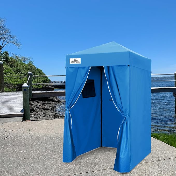 EAGLE PEAK Flex Ultra Compact 4x4 Pop-up Canopy, Sun Shelter, Changing Room, Portable Privacy Canopy Cabana for Pool, Fashion Photoshoots, or Camping, 4x4 ft, Light Blue
