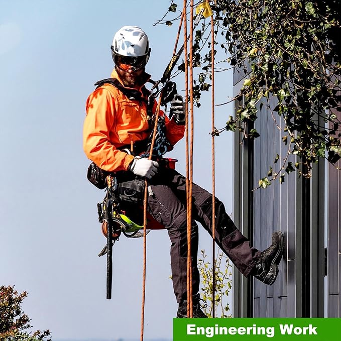 Double Braided Polyester Rope (1/2 in x 100 ft) Strong Arborist Rigging Rope 48 Strands for Tree Work Climbing Pulling Swing Sailing, Orange