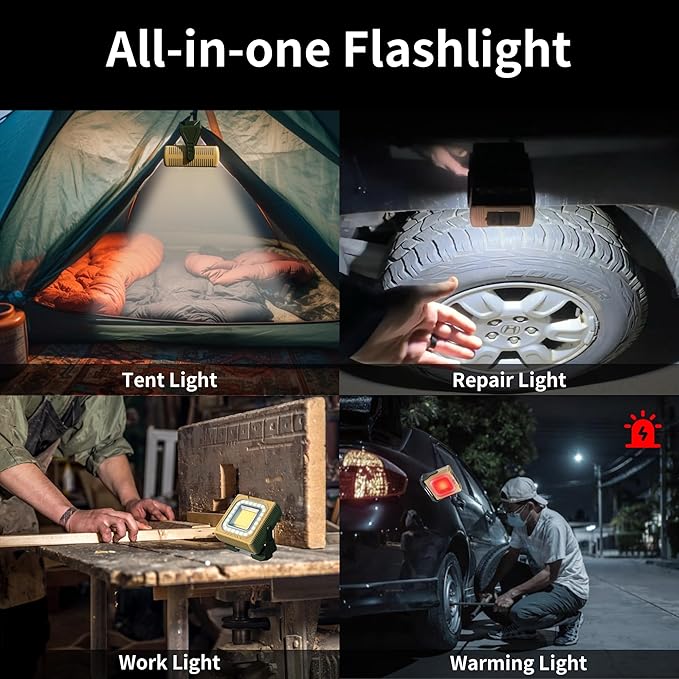WARSUN Rechargeable LED Camping Lantern Mini Tripod Work Light 6 Modes, 1000 LM High Lumens Portable Magnetic Flashlight,Lightweight Tent Light, for Camping, Repair, Emergency