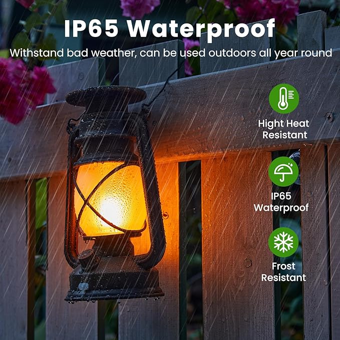 KOOPER Solar Lantern Outdoor Lights, Vintage Flickering Flame Solar Lanterns Lights Outdoor Waterproof, Hanging Outdoor Solar Lanterns Lights, Rechargeable Lantern for Yard Garden Table Decor 2 Pack