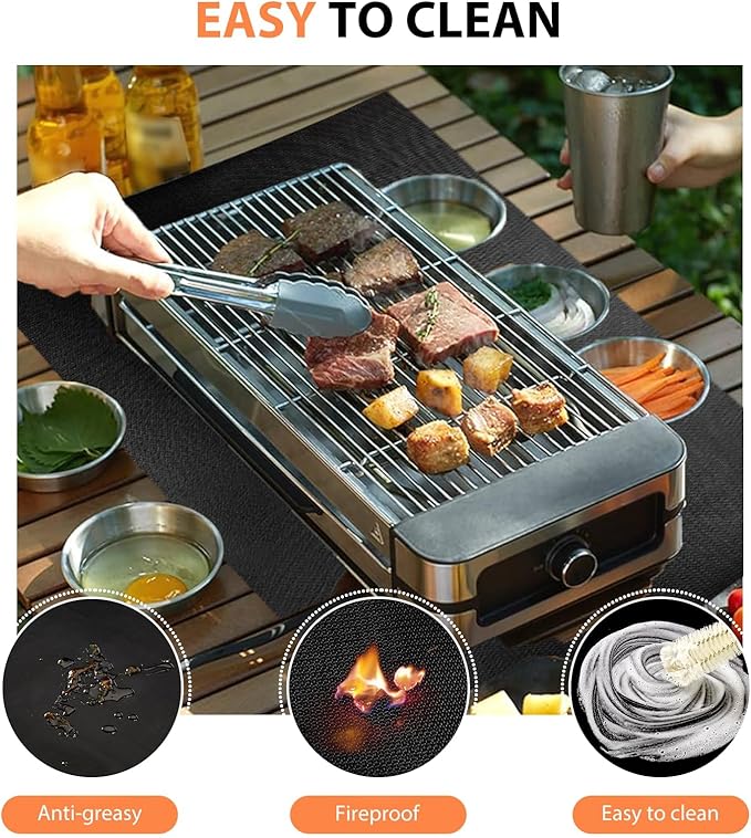 Under Grill Mats for Outdoor Tabletop Grill - 24 X 31 inch Fireproof-Grill Mats Easy to Clean Reusable Grill Mat, Heat Resistant Grill Table Mat, Fireproof, Waterproof, Oil Proof BBQ Mat