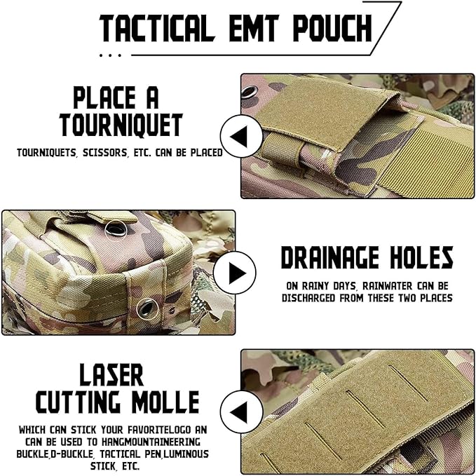 Ifak Med Trauma Kit, Molle Tactical Emergency First Aid Kit,Red Military Survival Molle EMT Medical Kit Refill Supplies Fot Duty Belt