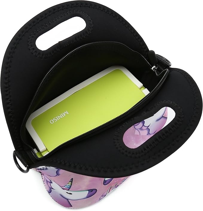 Insulated Neoprene Lunch Bag Removable Shoulder Strap Reusable Thermal Thick Lunch Tote Bags For Women,Teens,Girls,Kids,Baby,Adults-Lunch Boxes For Outdoors,Work,Office,School (Many Unicorns)