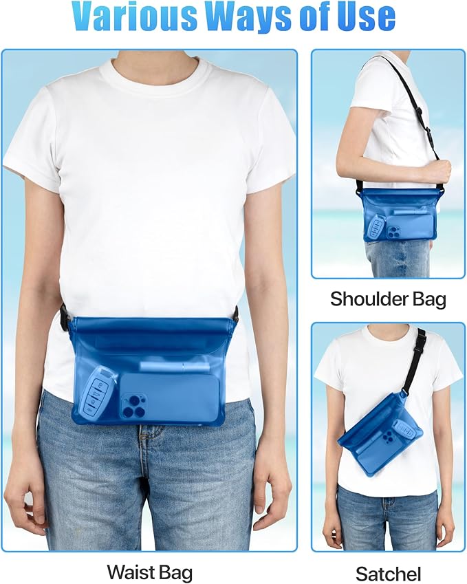 F-color Waterproof Fanny Pack - Waterproof Phone Pouch with Waist Strap - Cruise Essentials 2025 Must Haves Waterproof Pouch Dry Bag Keep Phone Valuables Safe for Beach Kayaking Boating Fishing