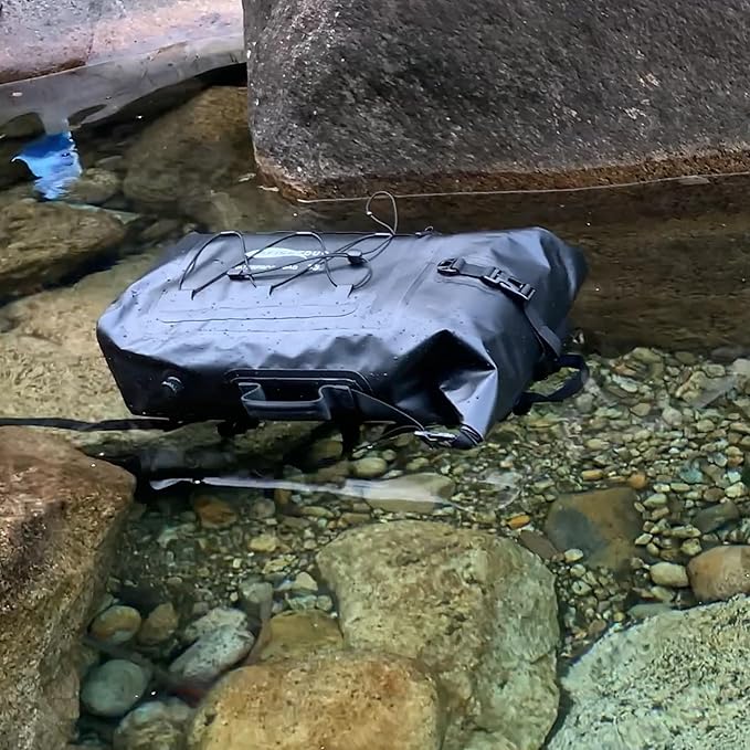 Waterproof Backpack for Men and Women - Roll-Top Floating Dry Bag Backpack for Kayaking, Rafting, Boating, Beach (Black)