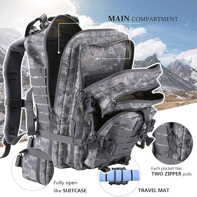 MOLLE Assault Pack, Tactical Backpack Military Army Camping Rucksack, 3-Day Pack