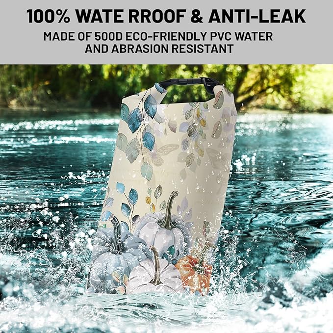 Waterproof Dry Bag,Roll Top Fall Thanksgiving Small Waterproof Backpack 5L/10L/20L Floating and Lightweight Bags for Kayaking, Boating, Fishing, Swimming and Camping