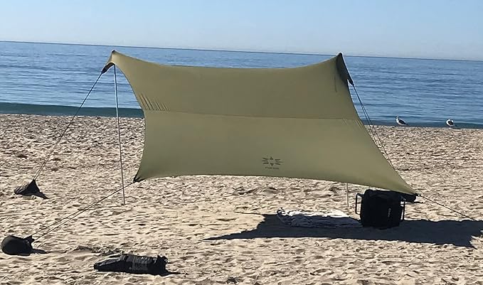 Neso Tents Beach Tent with Sand Anchor, Portable Canopy Sunshade - 7' x 7' - Patented Reinforced Corners (Army Green)