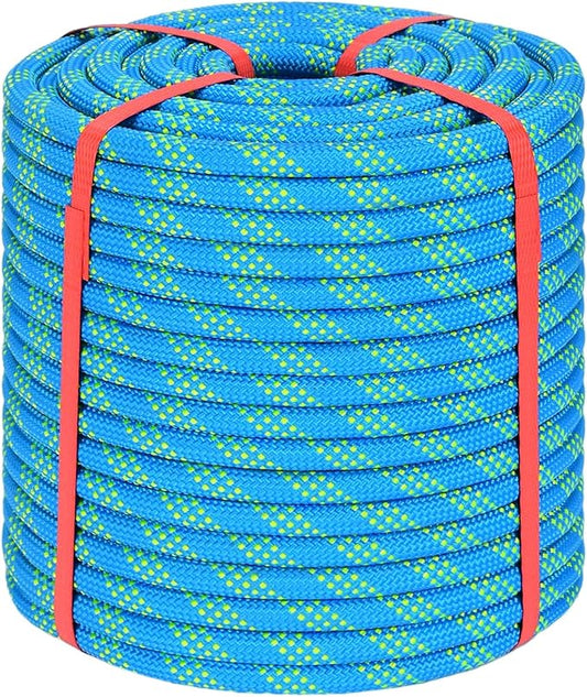 Arborist Rigging Rope - Blue 1/2 in x 200 Ft Static Bull Rope for Climbing Tree Felling Pulling Various Outdoor Applications Construction Swing Sailing