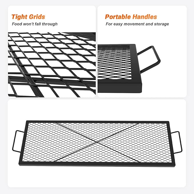 onlyfire Rectangle X-Marks Fire Pit Cooking Grate, 44-Inch