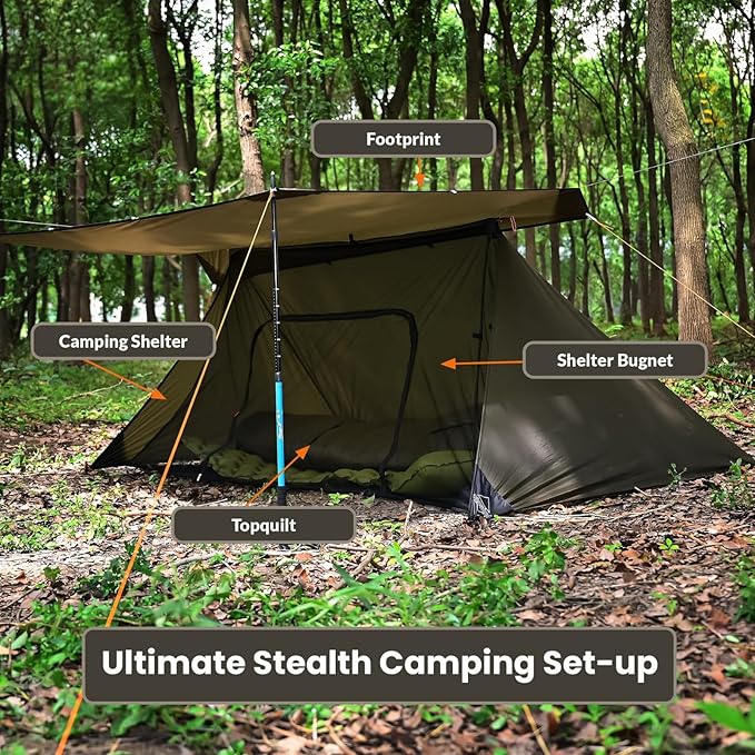 Onewind Camping Mosquito Net for Cot, Shelter Bugnet Camping Screen Room Ultralight No-See-Um Breathable Mesh Bugnet Mosquito Netting with Double Sided Zipper, Black