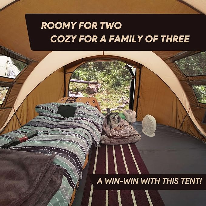 4 Person Easy Pop Up Tent,9.5’X6.6’X52'',Waterproof, Automatic Setup,2 Doors-Instant Family Tents for Camping, Hiking & Traveling