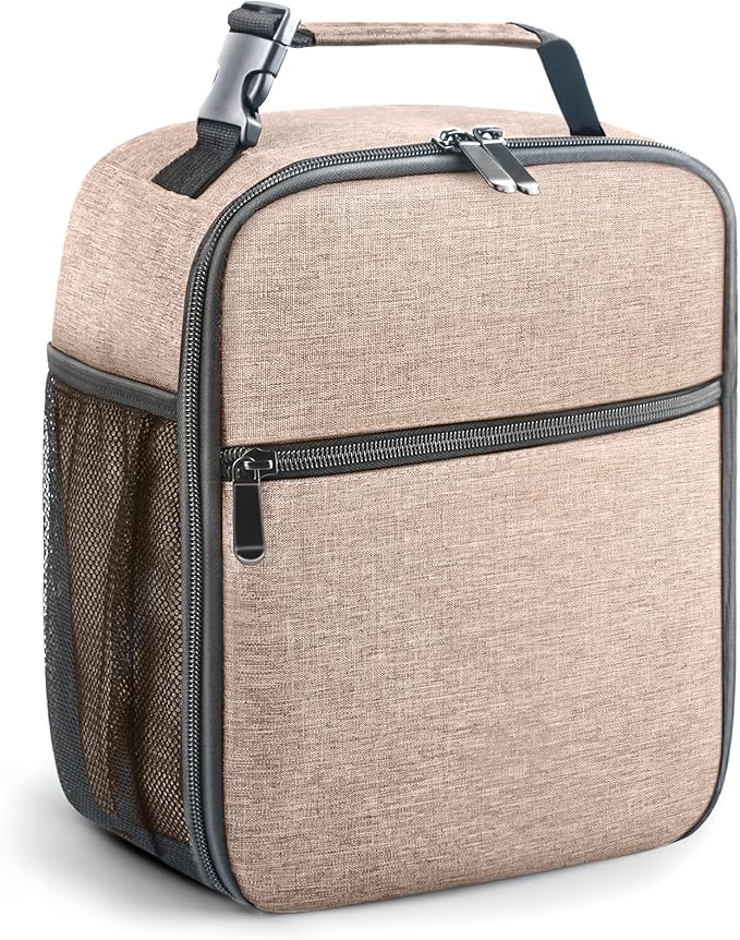 Lunch Bag for Men/Women, Reusable Lunchbox for Adult, Small Insulated Lunch box, Lunch Tote Bag for Office, Work, Picnic - Khaki