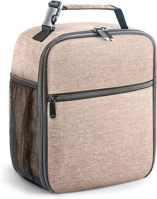 Lunch Bag for Men/Women, Reusable Lunchbox for Adult, Small Insulated Lunch box, Lunch Tote Bag for Office, Work, Picnic - Khaki