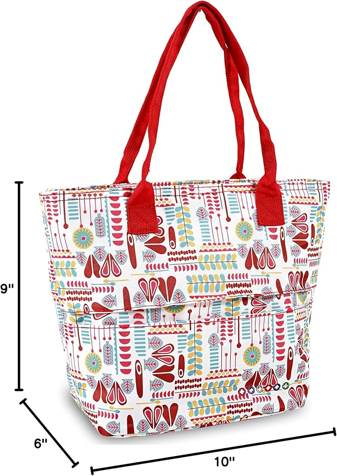 J World Lola Lunch Tote Bag. Cute Insulated Lunch-Box for Women & Teen Girls, Heart Factory