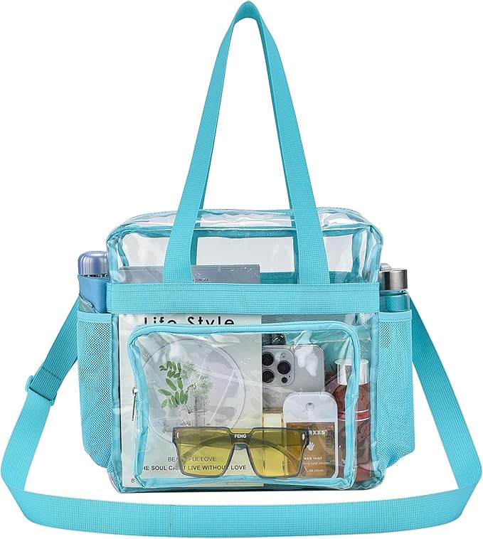 USPECLARE Clear Tote Stadium Approved, Security Travel & Gym Clear Bag for Work Sports Games Concerts