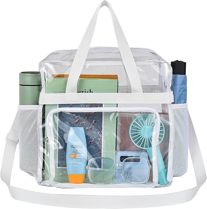 USPECLARE Clear Tote Stadium Approved, Security Travel & Gym Clear Bag for Work Sports Games Concerts