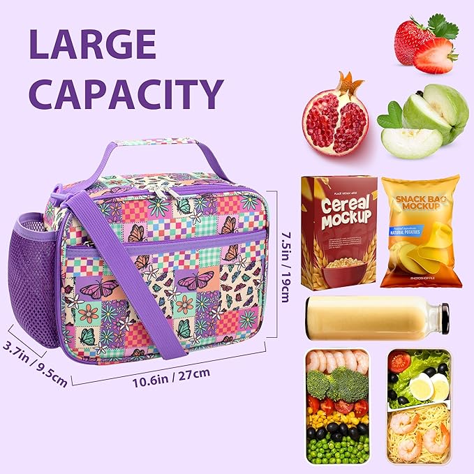 RLGPBON Kids Lunch Box for Girls Lunch Bag Insulated Durable Lunch Box Children Lunch Tote Bag for School