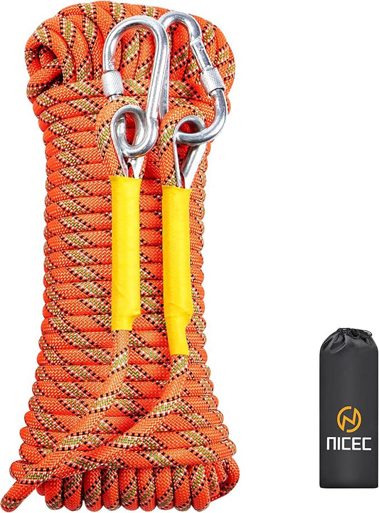 Nice C Climbing Rope, Rescue Rope, Construction Rope, Rock Climbing Rope, Static 10mm 32ft/64ft/96ft/160ft/230ft/500ft/985ft/1000ft with Carry Bag (Orange, 10M(32ft))