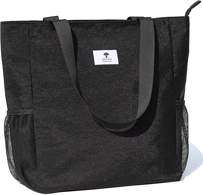 ESVAN Original Floral Water Resistant Large Tote Bag Shoulder Bag for Gym Beach Travel Daily Bags Upgraded