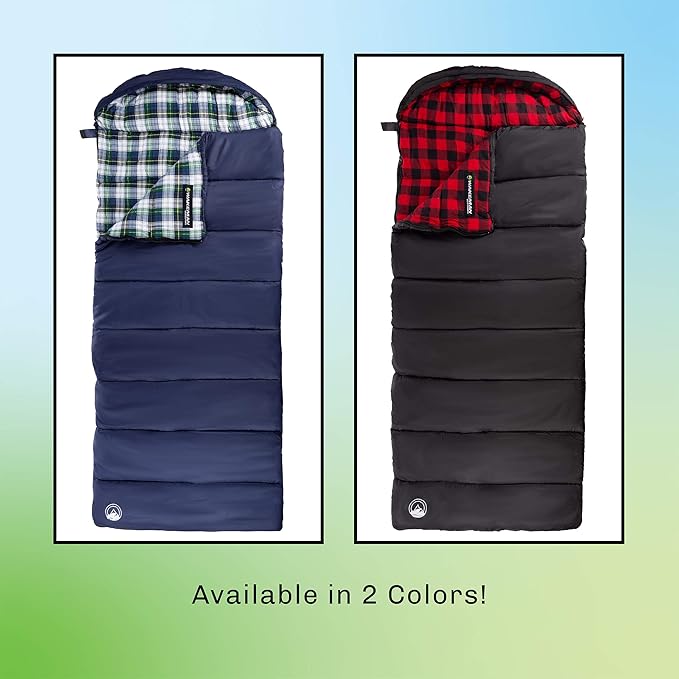 Sleeping Bag - 32F Comfort Rated 3-Season Envelope-Style Sleep Bag with Hood for Backpacking, Hiking, and Camping by Wakeman