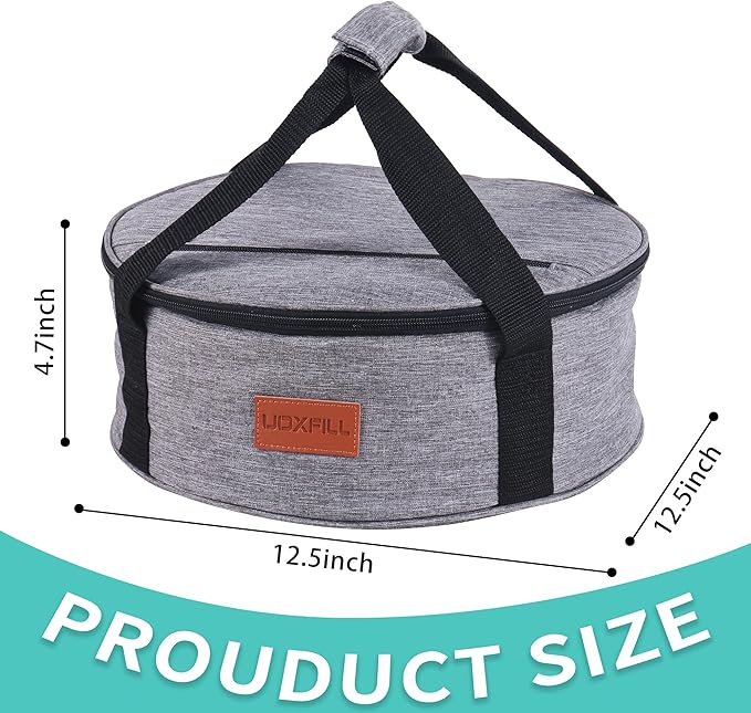 Round Food Warmer Electric Casserole Carrier - Large Heated Lunch Bag for Car Truck, 12V/24V/110V, Thermos for hot food for Potluck Cookouts Parties Picnic,Pie Carrier Bag