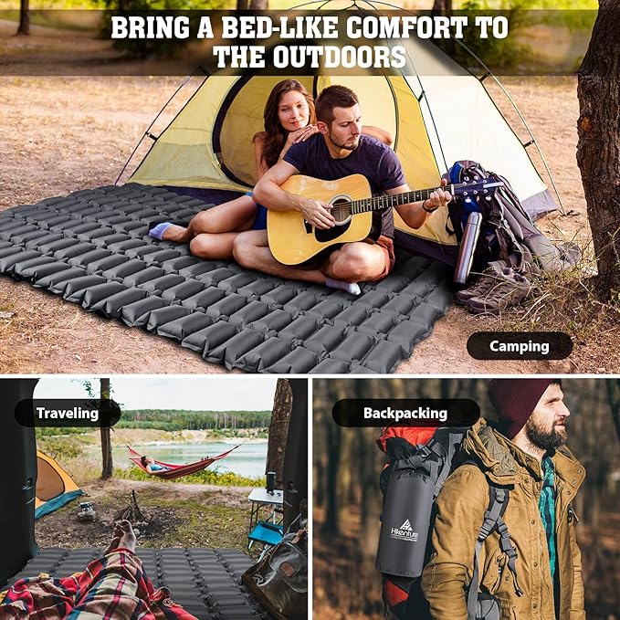 Hikenture Ultralight Double Sleeping Pad, Camping Mattress 2 Person for Backpacking, Hiking,Compact&Inflatable Outdoor Air Mat