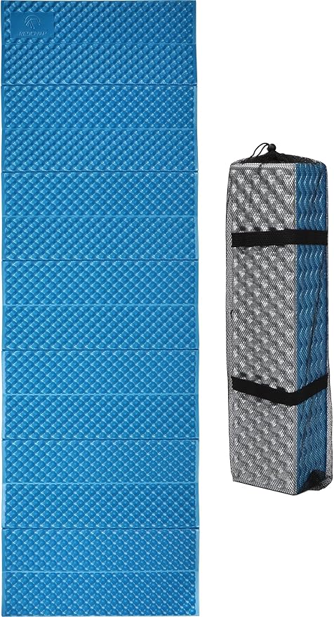 REDCAMP Foldable Foam Camping Pads for Sleeping, Waterproof Closed Cell Foam Camping Sleeping Pad - Ultra-Lightweight for Hiking & Backpacking, R-2.1 Insulated, Royal Blue/Grey/Green/Brown/Khaki
