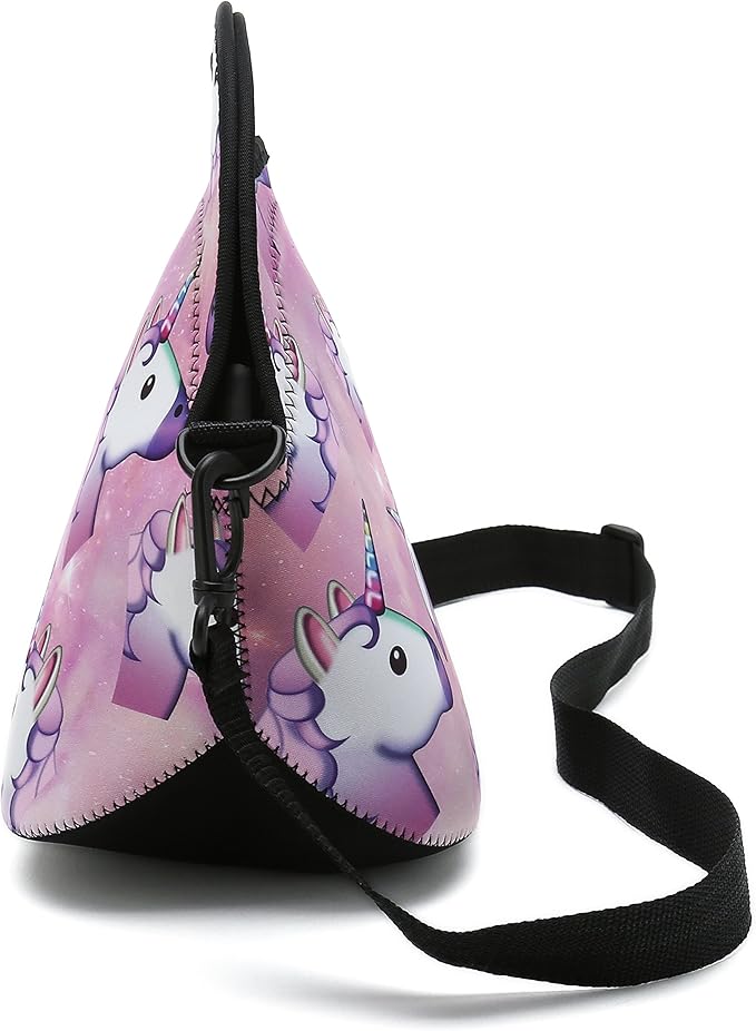 Insulated Neoprene Lunch Bag Removable Shoulder Strap Reusable Thermal Thick Lunch Tote Bags For Women,Teens,Girls,Kids,Baby,Adults-Lunch Boxes For Outdoors,Work,Office,School (Many Unicorns)