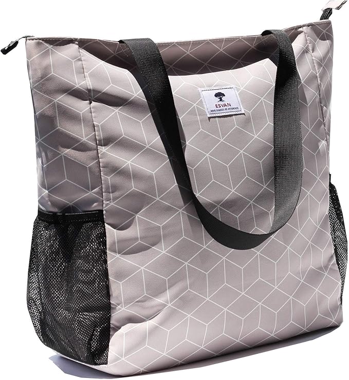 ESVAN Original Floral Water Resistant Large Tote Bag Shoulder Bag for Gym Beach Travel Daily Bags Upgraded