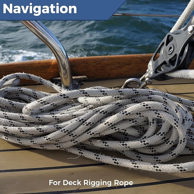 1/2 Inch 100ft Double Braided Polyester Arborist Rope, Heavy Duty Nylon Rope for Anchor, Tree Work, Cargo, Pulling, Sailing