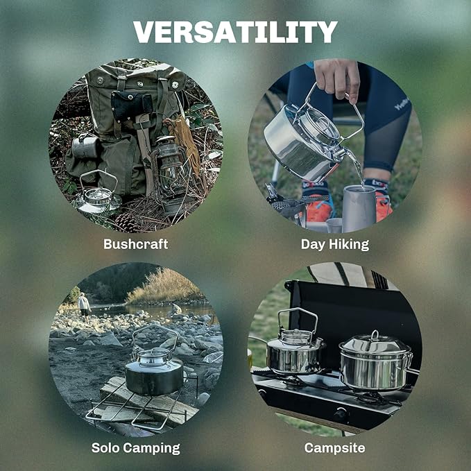 Fire-Maple Antarcti Portable 1 Liter Lightweight Stainless Steel Camping Kettle | Durable and Portable Camp Tea Pot | Ideal for Bushcraft and Outdoor Campfire Use