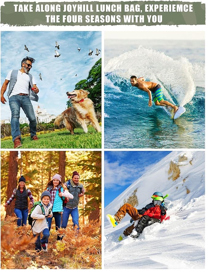 JOYHILL 18 L Tactical Lunch Box - Insulated, Leakproof, and Expandable Double-Deck Cooler Bag for Work, Camping, Picnic - Durable Black Lunch Bag for Adults, 24 Can