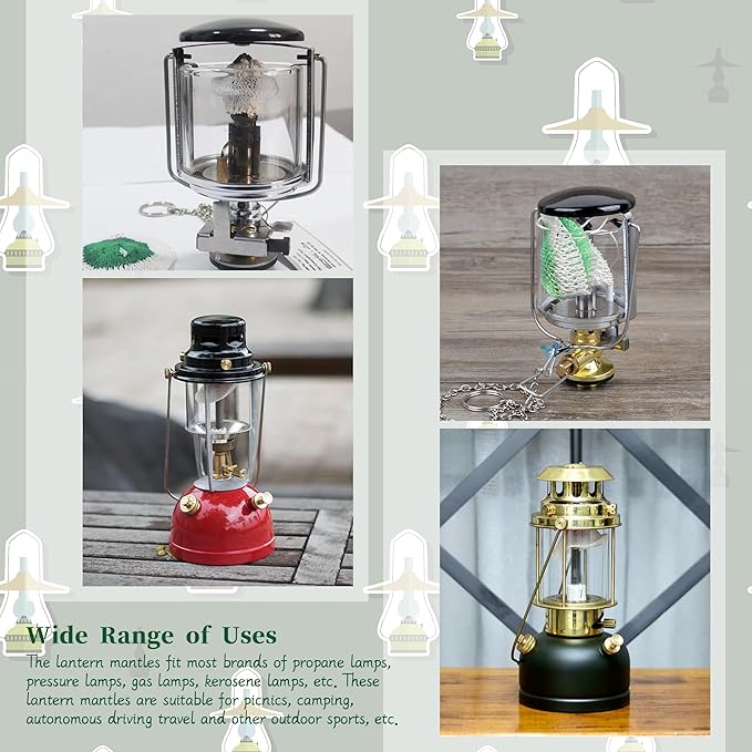 40 Pieces Propane Lantern Mantles Lanterns Mantles Gas Lamp Mantles Gas Lantern Mantles U Shape Mantles for Propane Lantern Gas Lantern Covers Mantles for Lantern (One Layer)