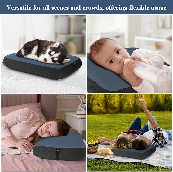 Camping Pillow with Removable Cover Large Size 24“ x 15" - Ultralight Inflatable Pillow for Camping Lightweight, Ergonomic and Washable for Camping, Hiking, and Travel Gray