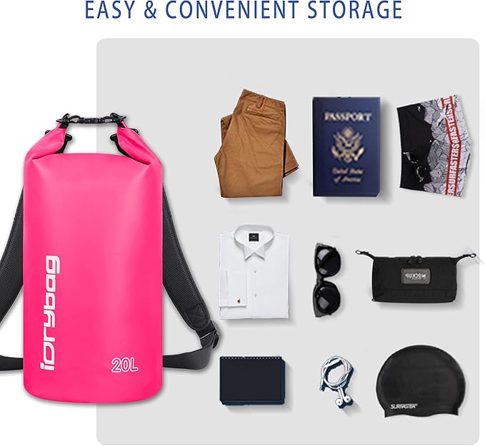 IDRYBAG Dry Bags for Kayaking Waterproof 2L/5L/10L/15L/20L, Small Dry Bag Waterproof Floating, Dry Sack Waterproof Bag for Paddleboarding Travel