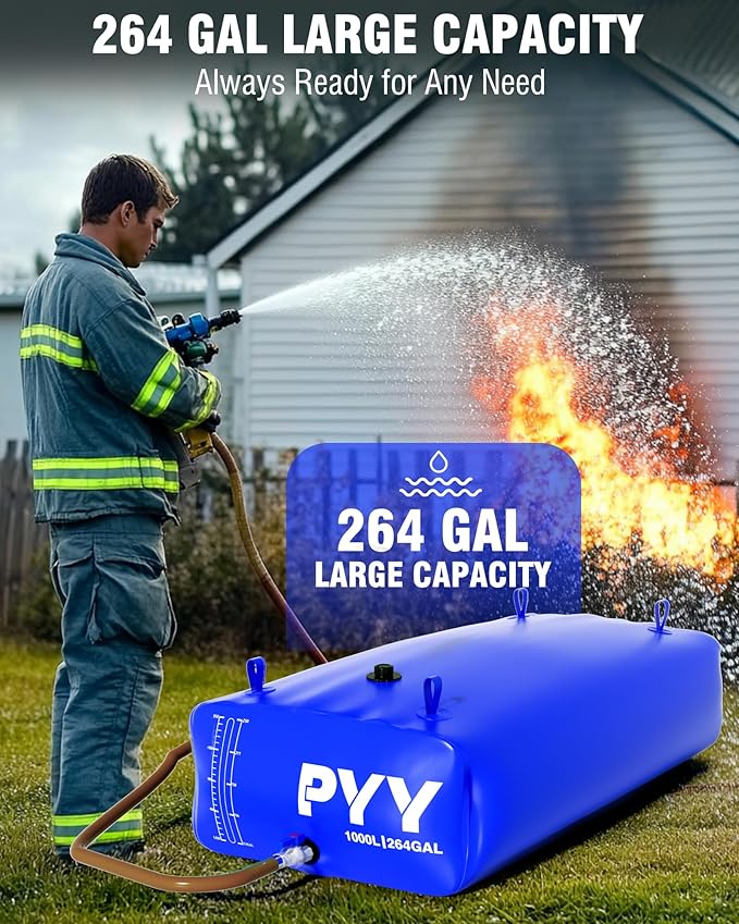 PYY Portable 264 Gallon Water Bladder - Truck Bed,Carrier Cart, Large Water Bob Bathtub Emergency Water Bladders for Outdoor RV Car Camping,Water Bladder Tank with Spigot,Overflow Kit-Blue 1000L