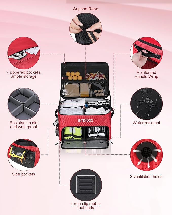 Golf Trunk Organizer, 2 Layer Waterproof Car Golf Locker with Separate Ventilated Compartment for 2 Pair Shoes, Golf Trunk Storage for Golf Accessories, Golf Gifts for Men