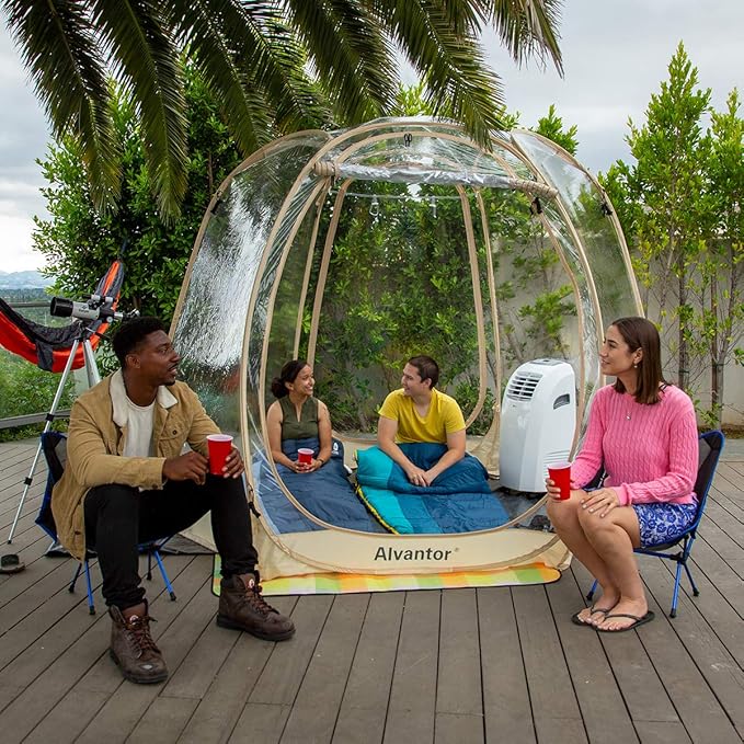 Alvantor Pop Up Bubble Tent - Large Oversize Weather Proof Pod - Cold Protection Camping Tent - Winter Tent Beige